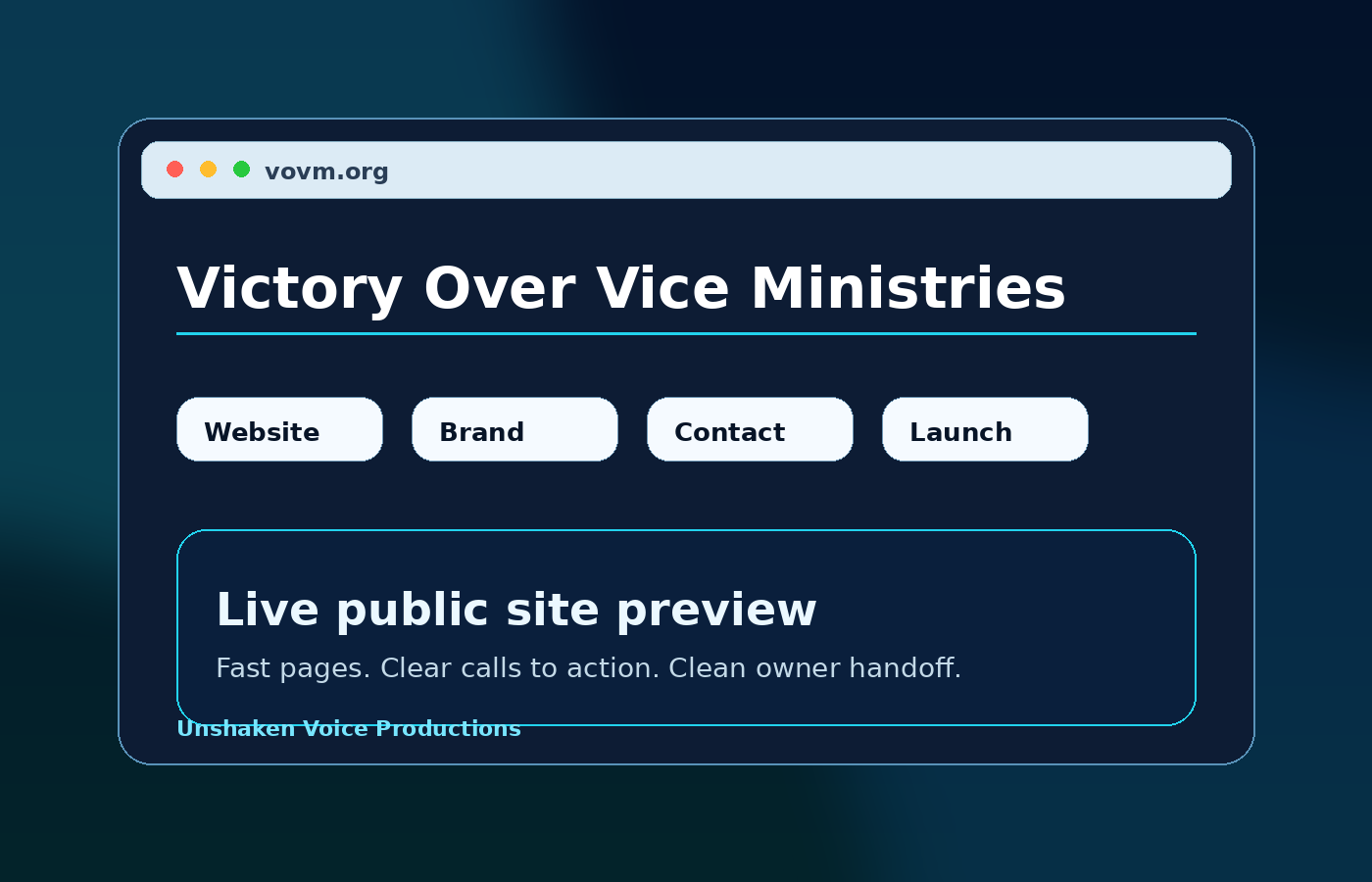 Victory Over Vice Ministries website preview